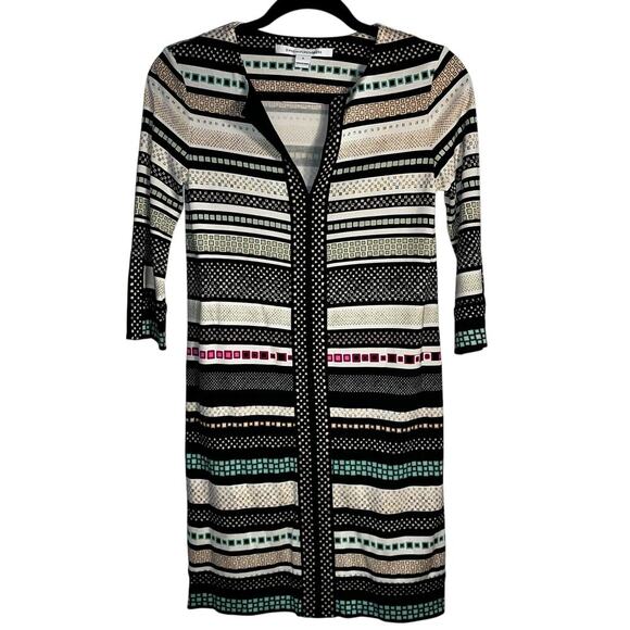 Diane von Furstenberg DVF Rose Silk Shift Dress Geometric Print Size 0 - Picture 2 of 12